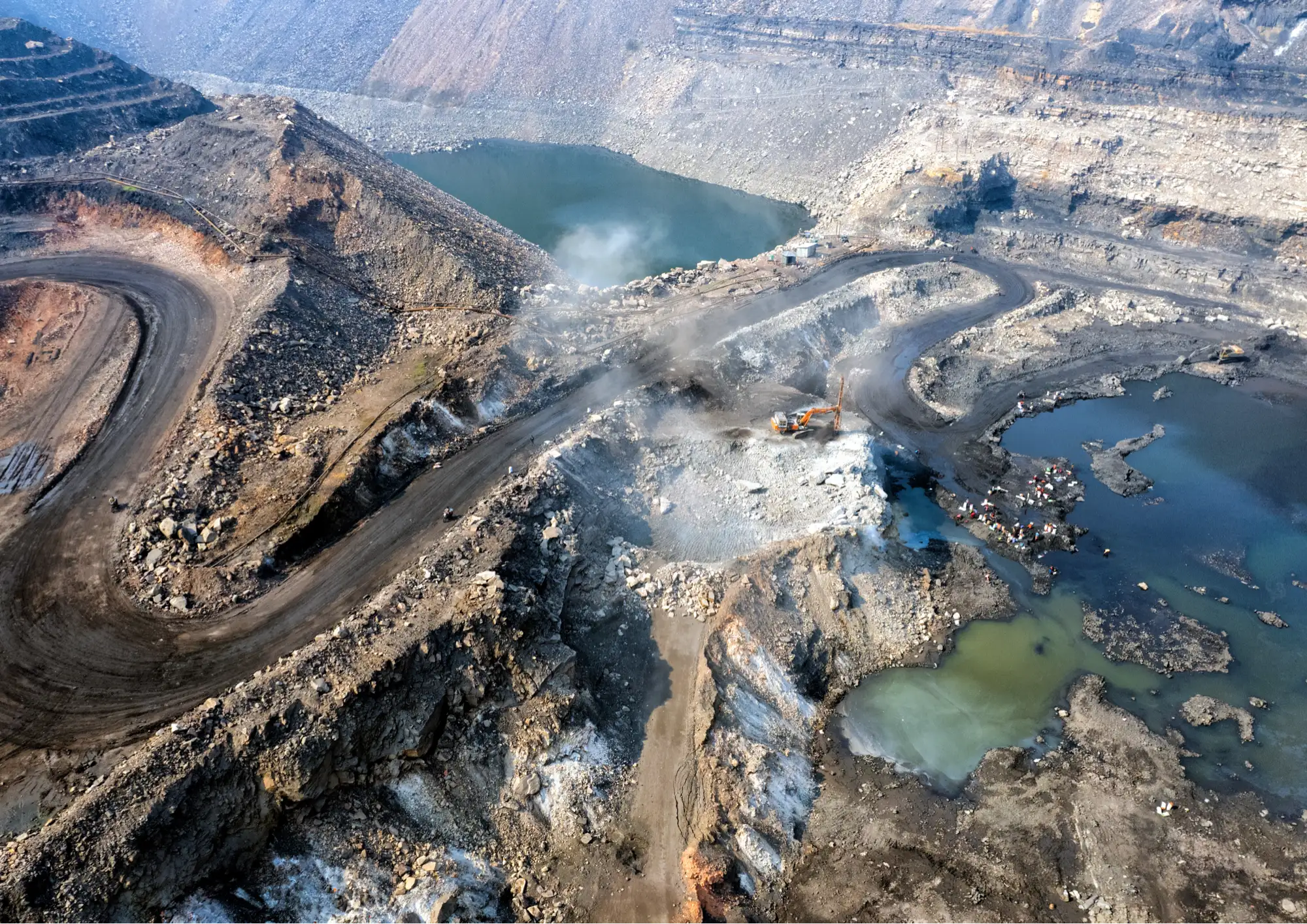 Aerial view of open-pit mining operations